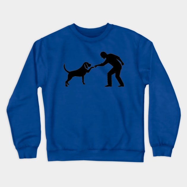 Fist bump between man and dog - dark Crewneck Sweatshirt by NebulaWave